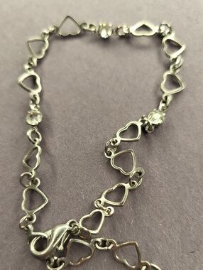 Silver Heart Link Bracelet